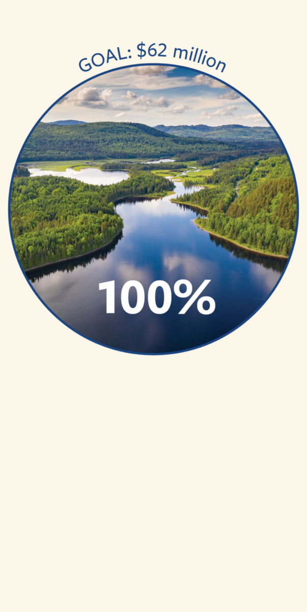 A pie chart showing 100% to goal, Magalloway fundraising